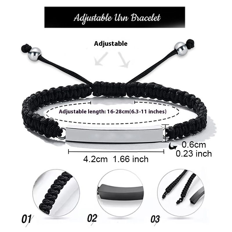 Adjustable Cremation Memorial Urn Bracelet - Stainless Steel Cremation Manmade view 4
