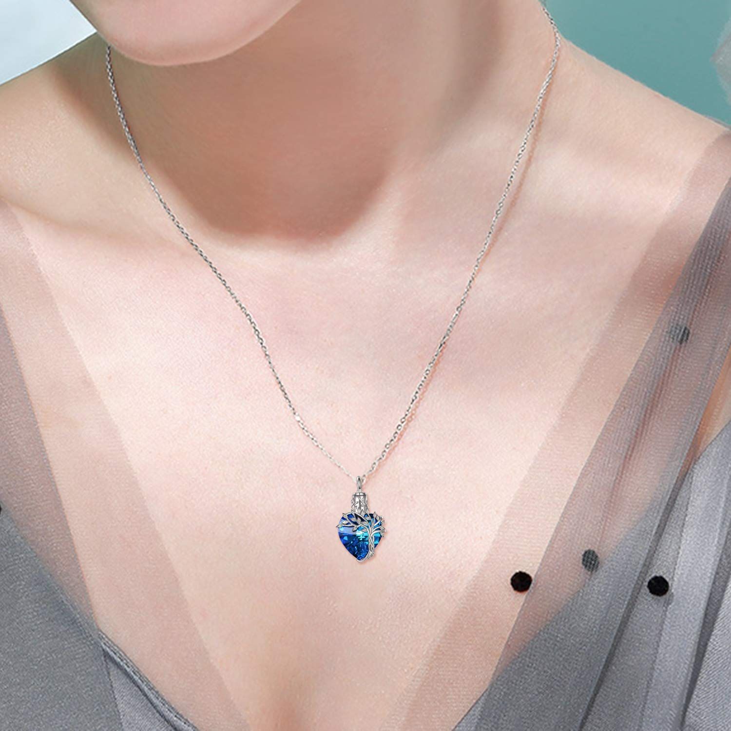 Necklace for Ashes Sterling Silver Cremation Jewelry with Crystal w/Funnel view 4