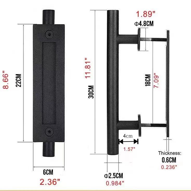2PCS Sliding Barn Door Handle view 3