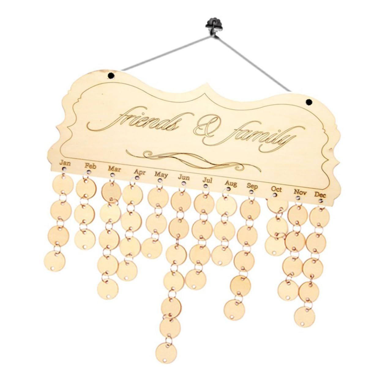 2pcs Wooden Plaque Calendar Wooden Family Birthday Calendar Hanging Calender view 3