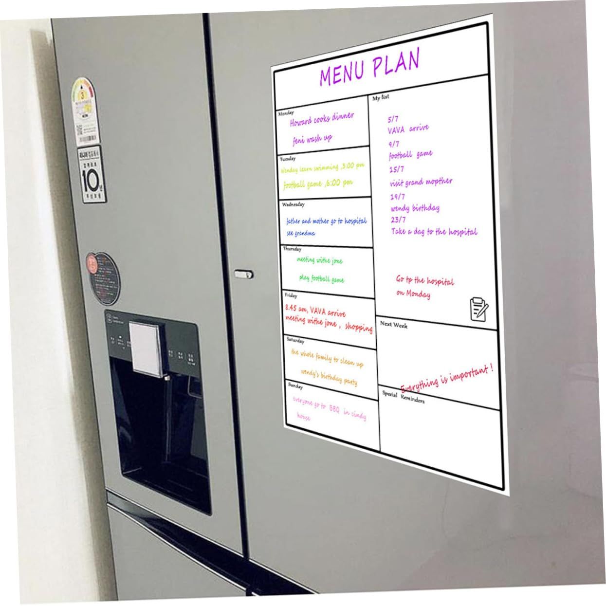 Sheet Dry Erase Calendar Fridge Calendar Magnetic Calendar Stickers Weekly view 2