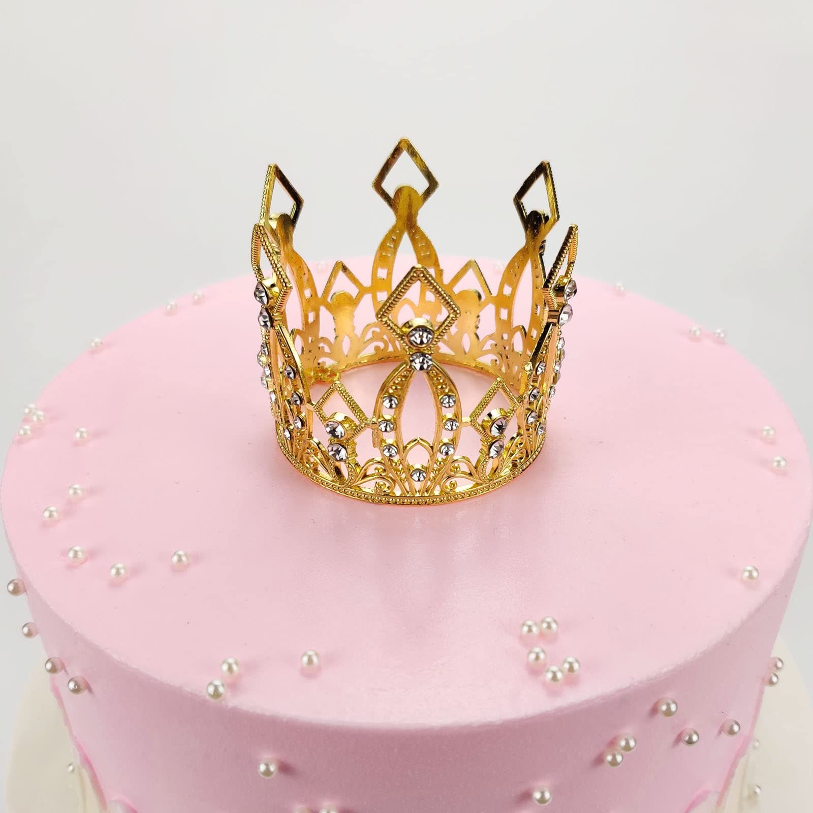 Mini Crown Cake Topper Princess and Prince Crystal Headpiece Decoration for view 2