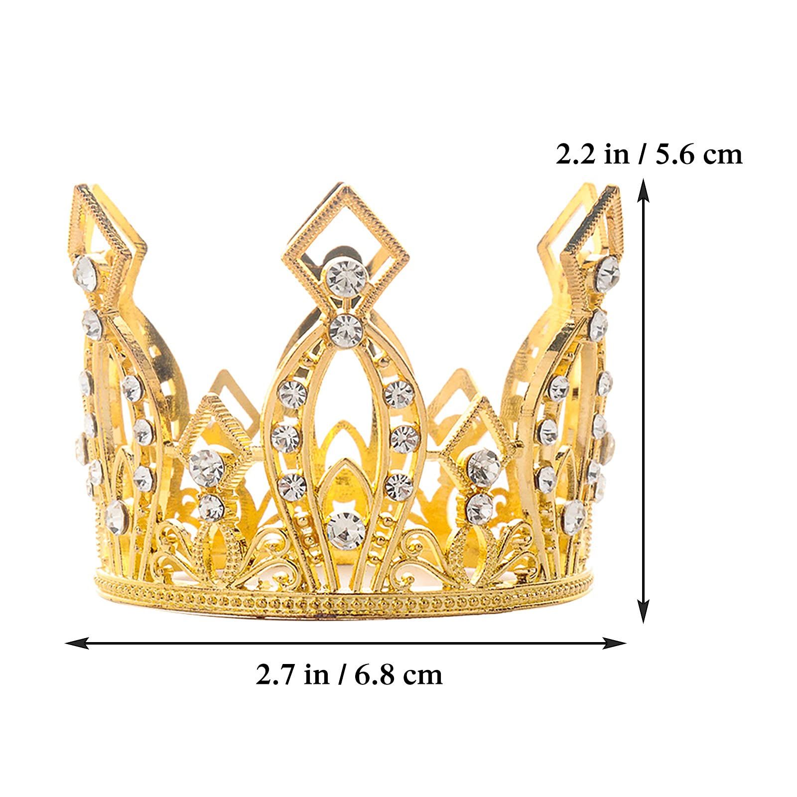 Mini Crown Cake Topper Princess and Prince Crystal Headpiece Decoration for view 3
