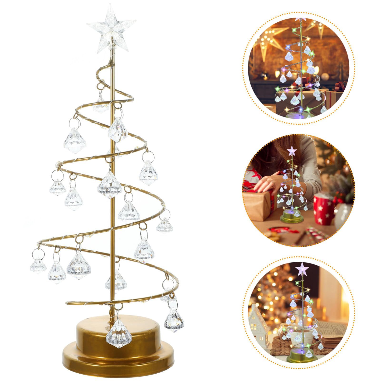 LED Spiral Christmas Tree Crystal Spiral Christmas Tree with Led Lights Xmas view 2