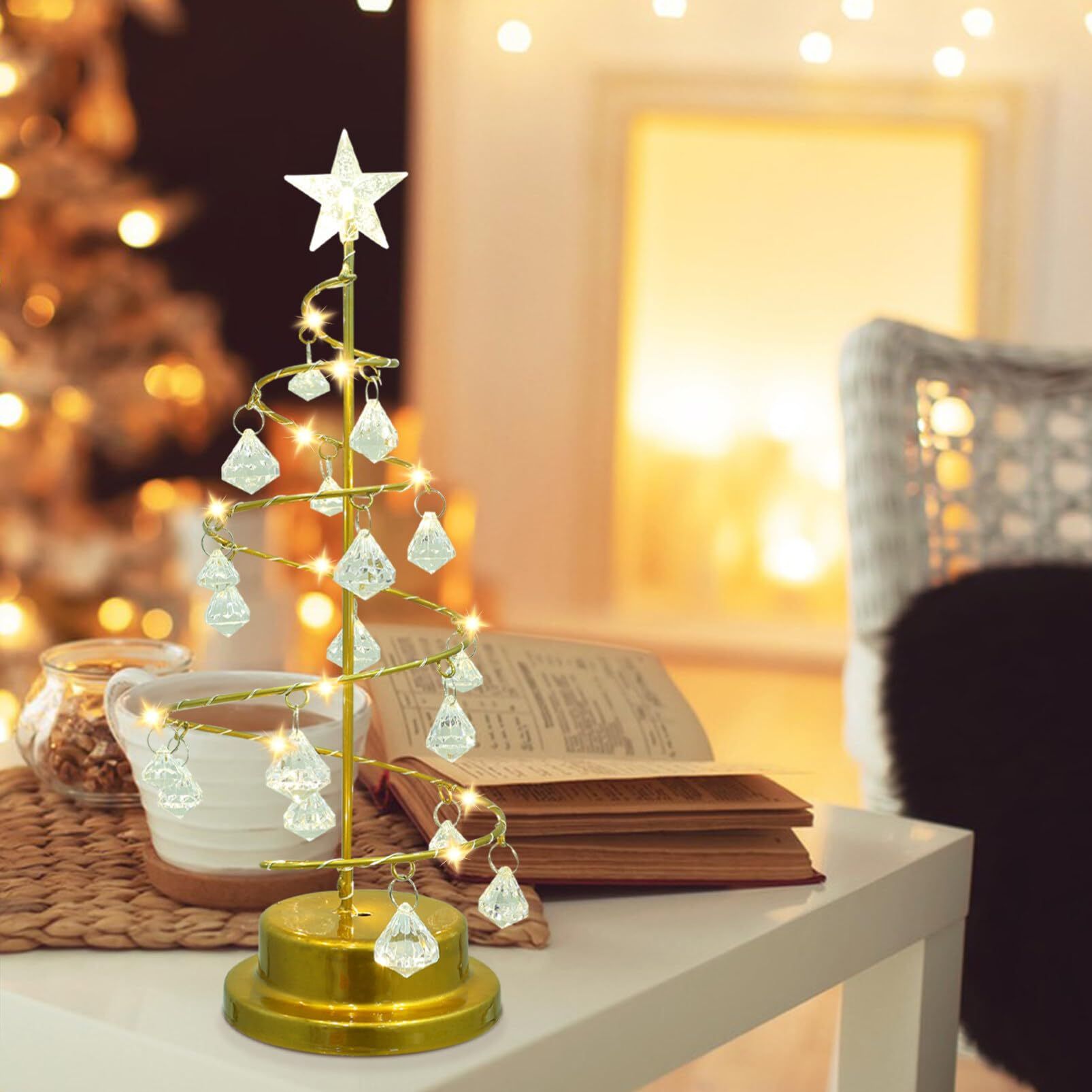 LED Spiral Christmas Tree Crystal Spiral Christmas Tree with Led Lights Xmas view 4
