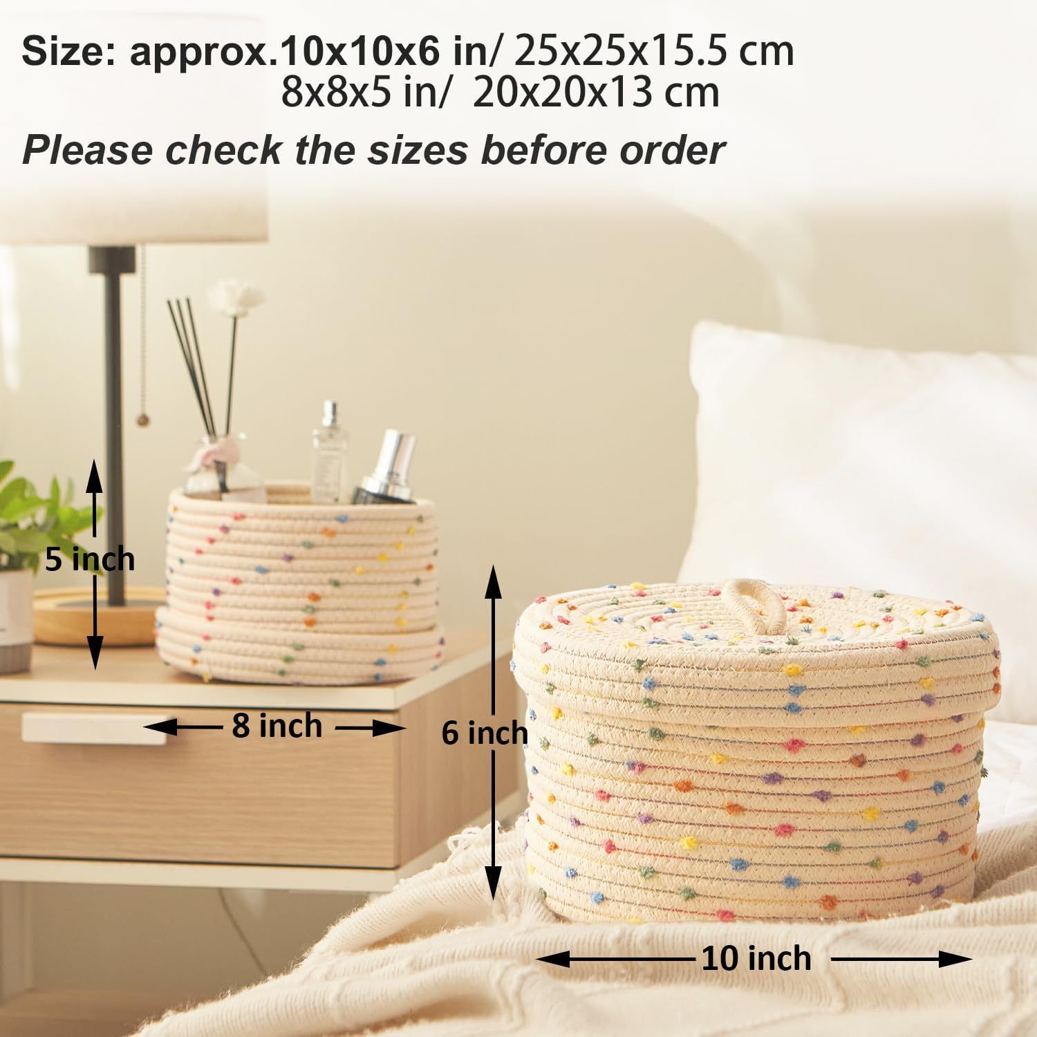 Round Storage Baskets with Lids view 4