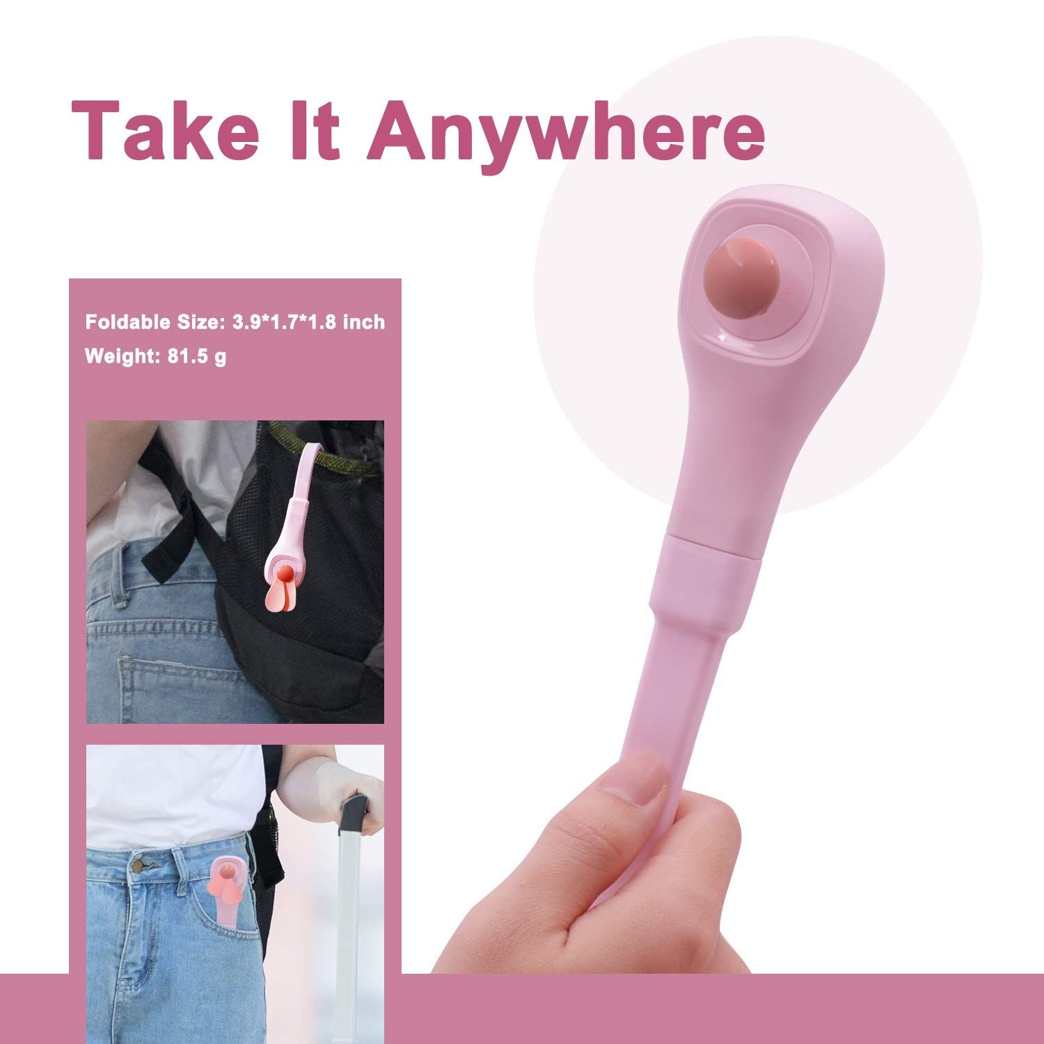 Mini Handheld Fan, Folding Table Fan Pocket Fan with 360° Rotatable Flexible view 3