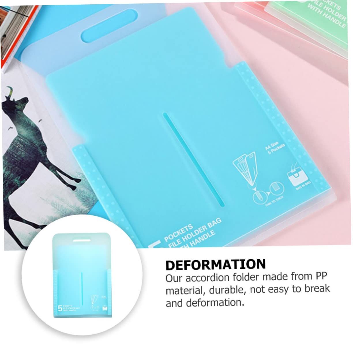 3pcs File Holder Fireproof File Folders Expanding File Pockets Receipt Plastic view 4