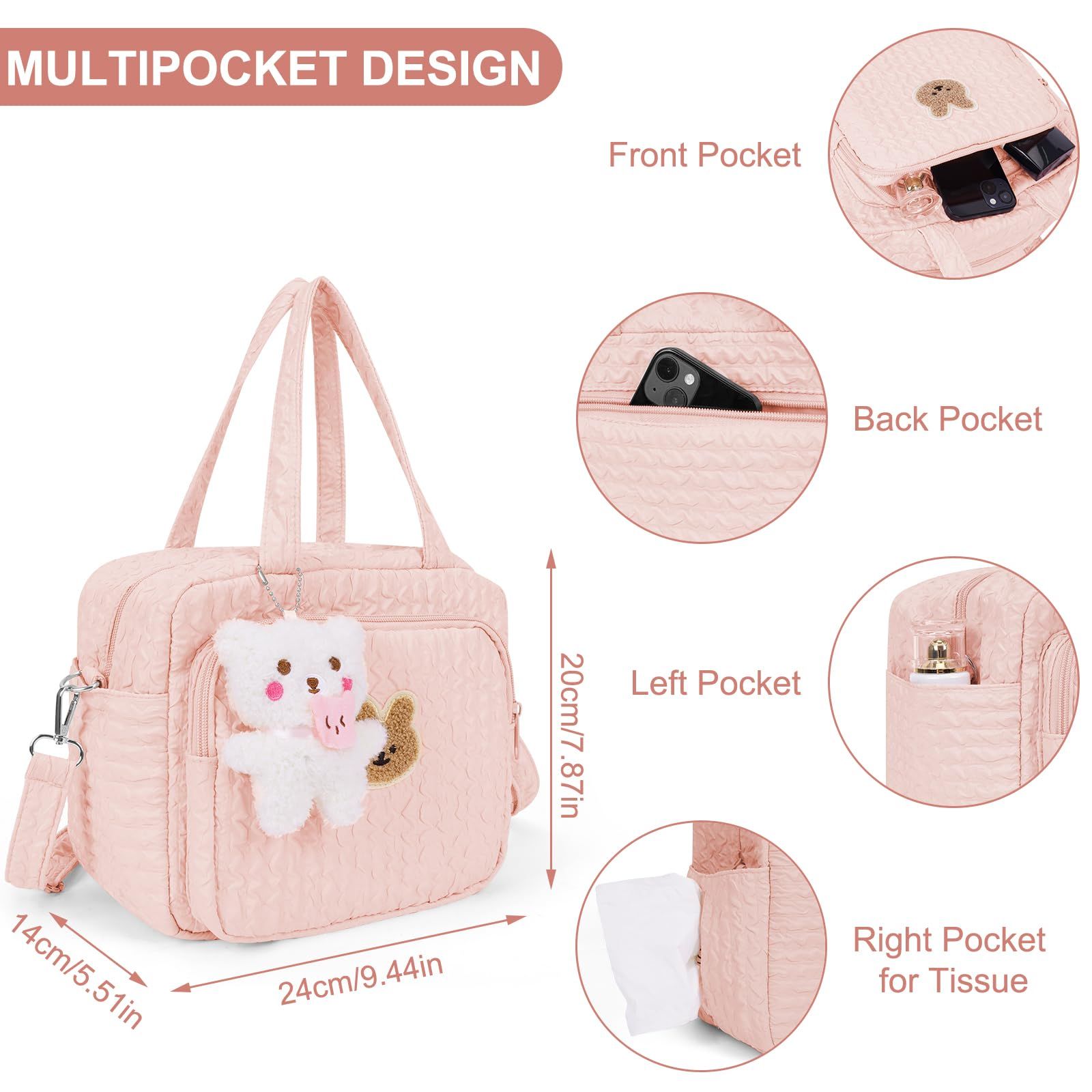 Baby Diaper Bag Tote, Mommy Bag Cute Baby Nappy Bag Crossbody Travel Diaper