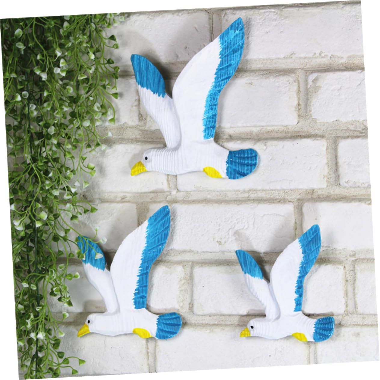 3pcs Resin Sea Birds Ornament Seagull Wall Art Seagull Wall Plaques for Beach