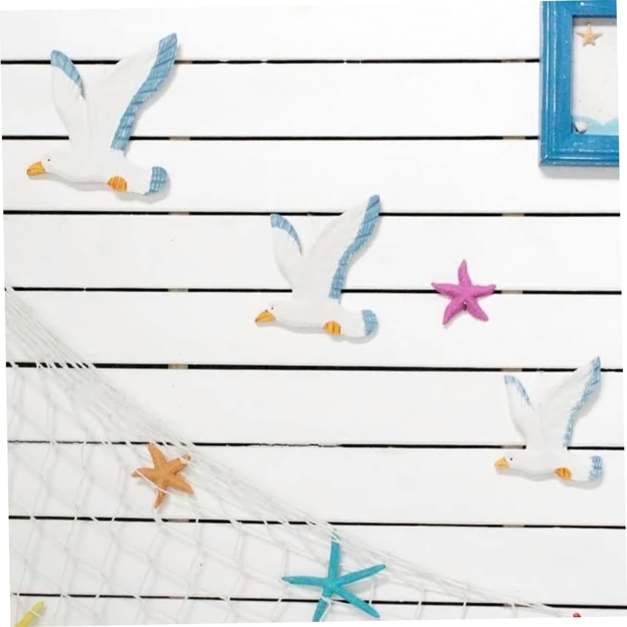 3pcs Resin Sea Birds Ornament Seagull Wall Art Seagull Wall Plaques for Beach view 2