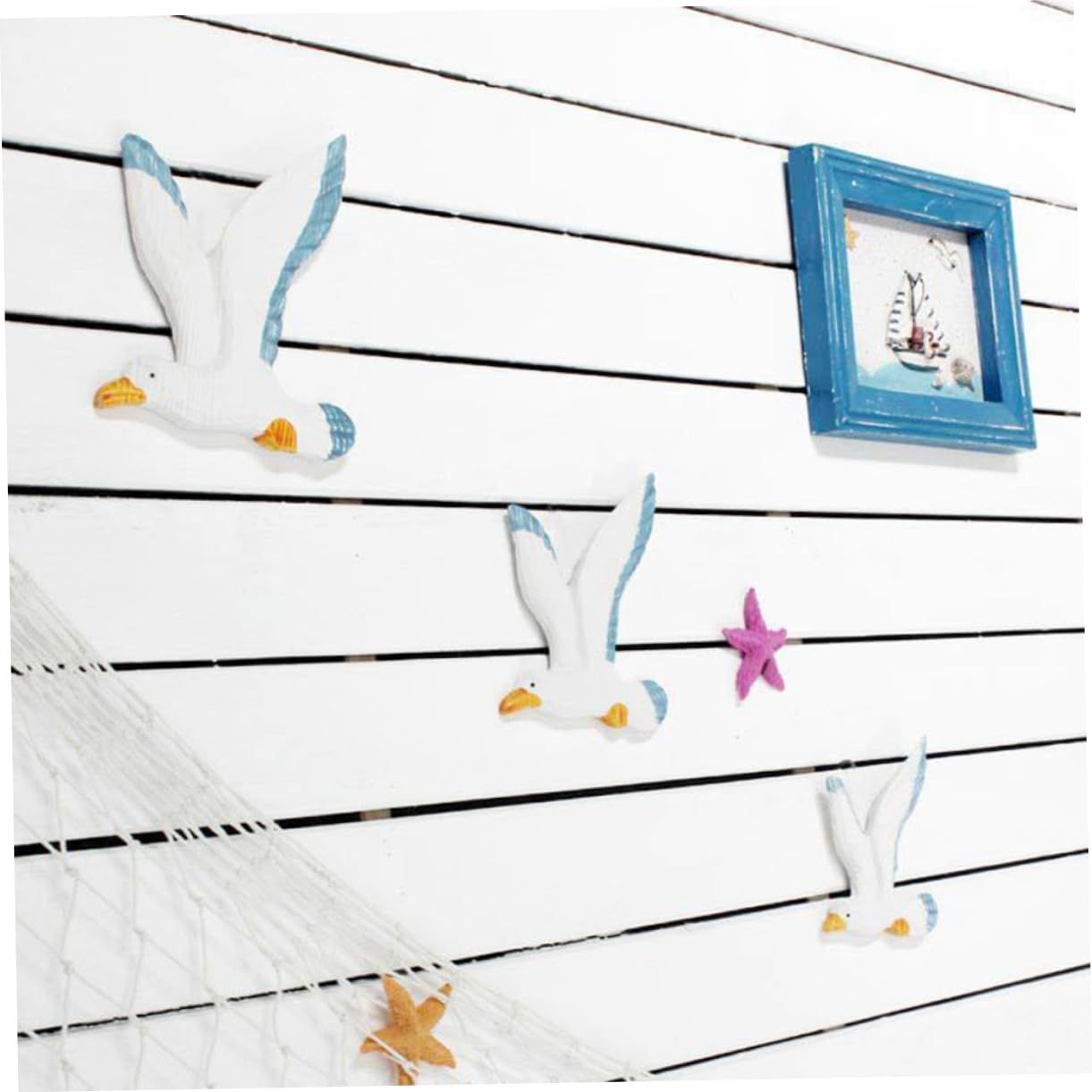 3pcs Resin Sea Birds Ornament Seagull Wall Art Seagull Wall Plaques for Beach view 4