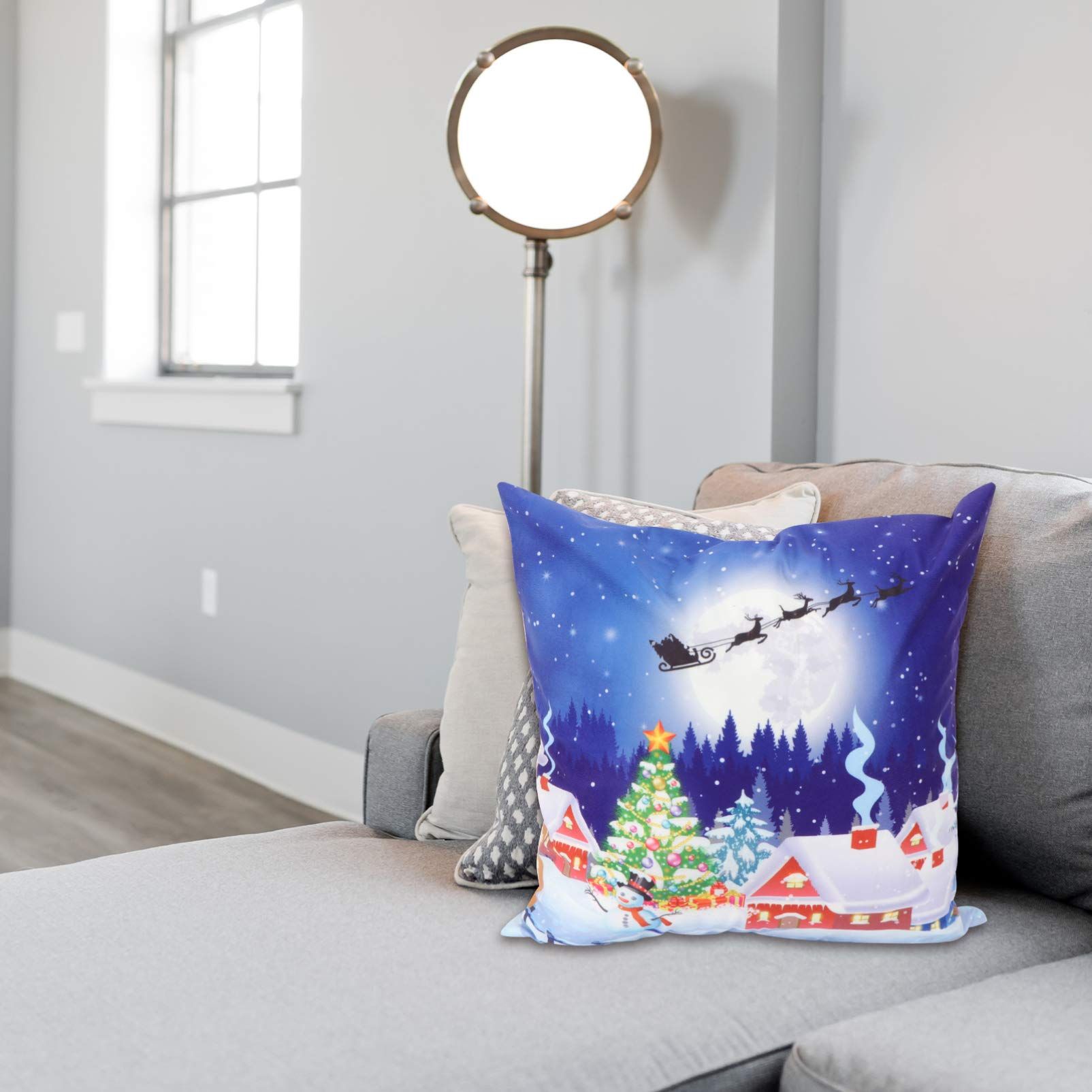 LED Light Pillow Cover Winter Light Up Pillowcase Holiday Decorative Throw view 4