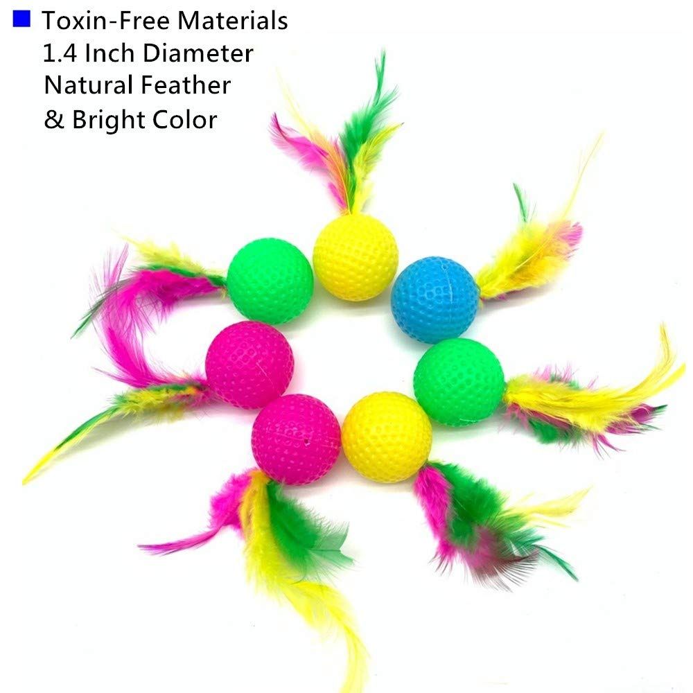 5 Pack Cat Toys Ball, Colorful Golf Sponge Balls, Cat Feather Ball Kittens view 2