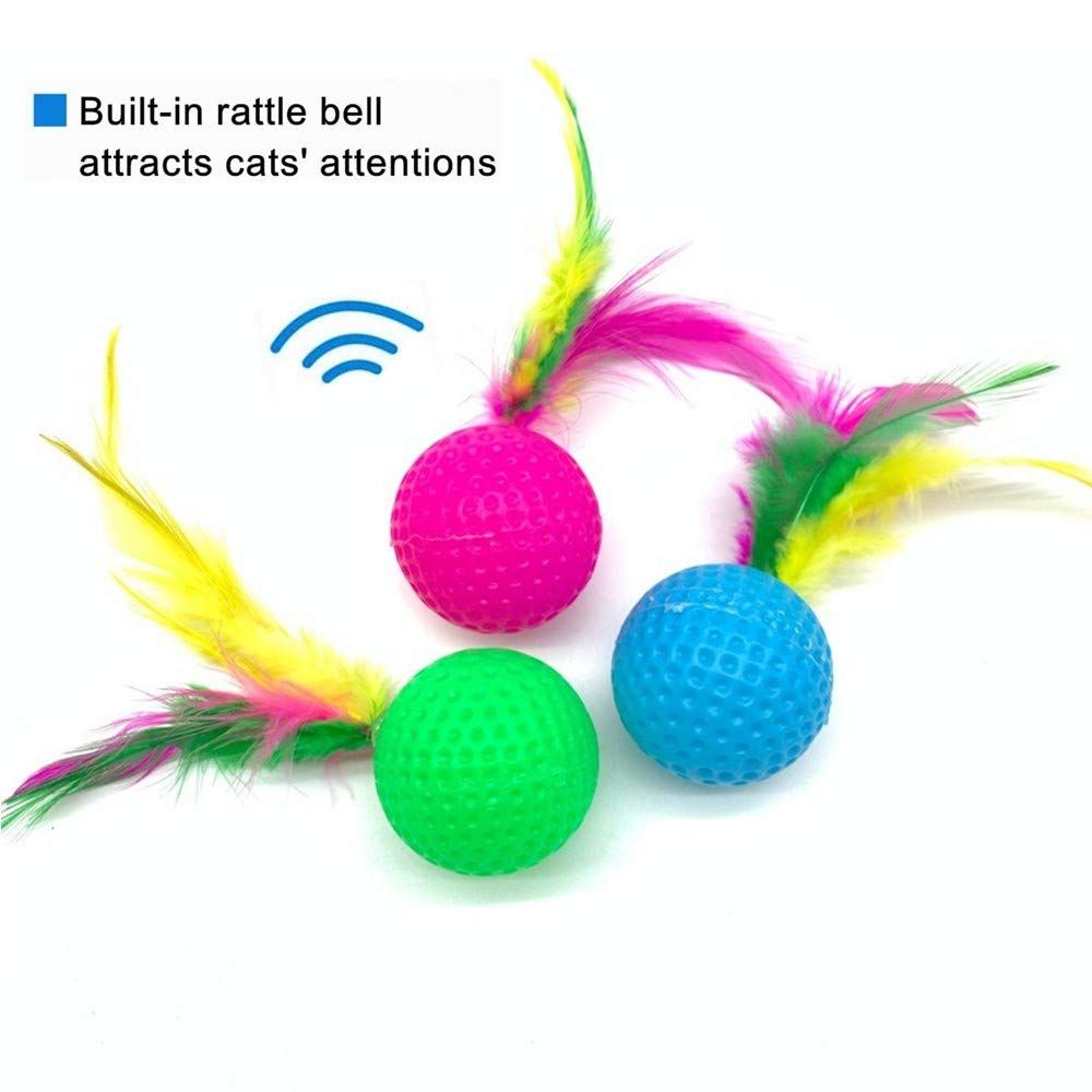 5 Pack Cat Toys Ball, Colorful Golf Sponge Balls, Cat Feather Ball Kittens view 3