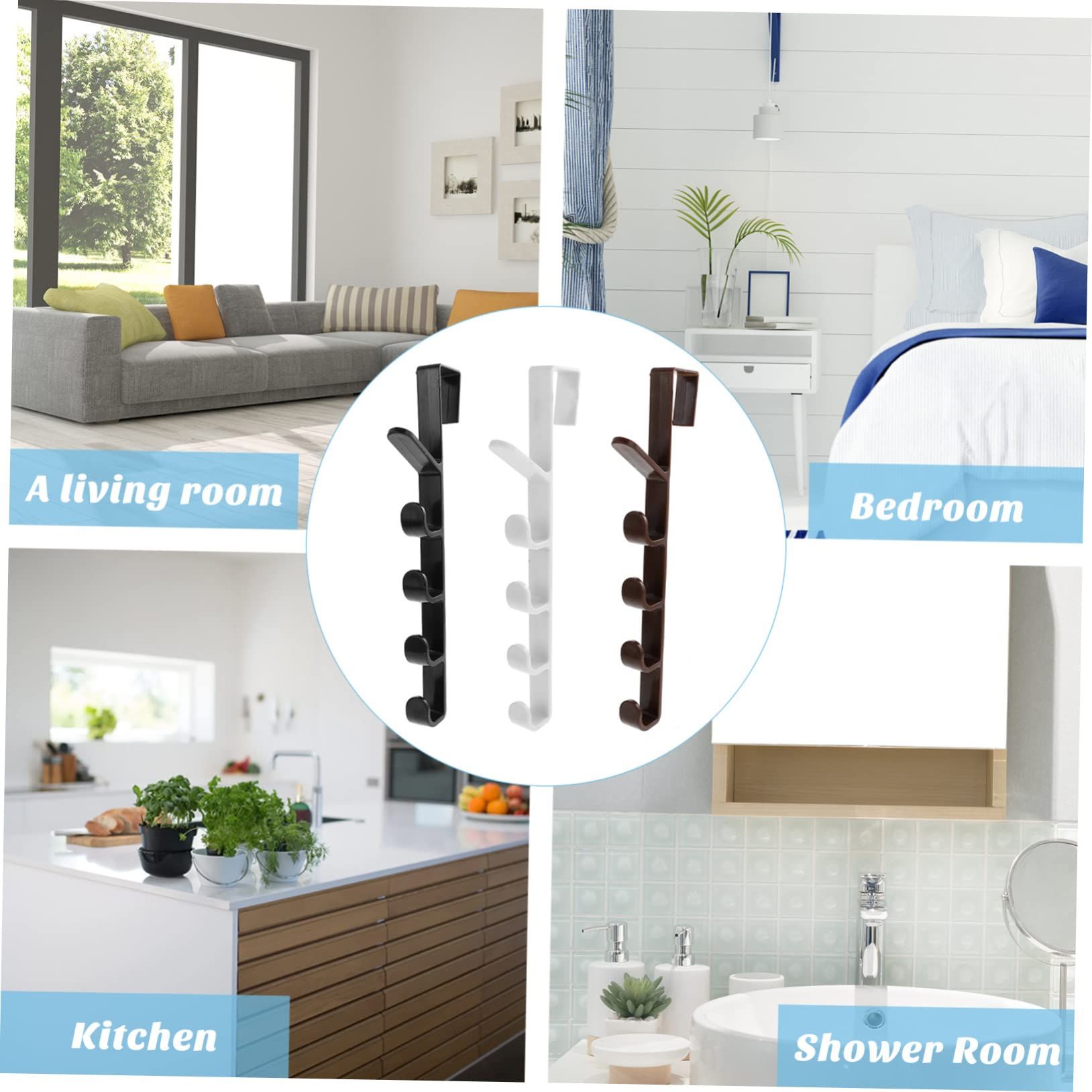 3pcs Door Coat Hook Shower Door Hook Wall Hooks Purse Hooks Purse Hanger Over view 3