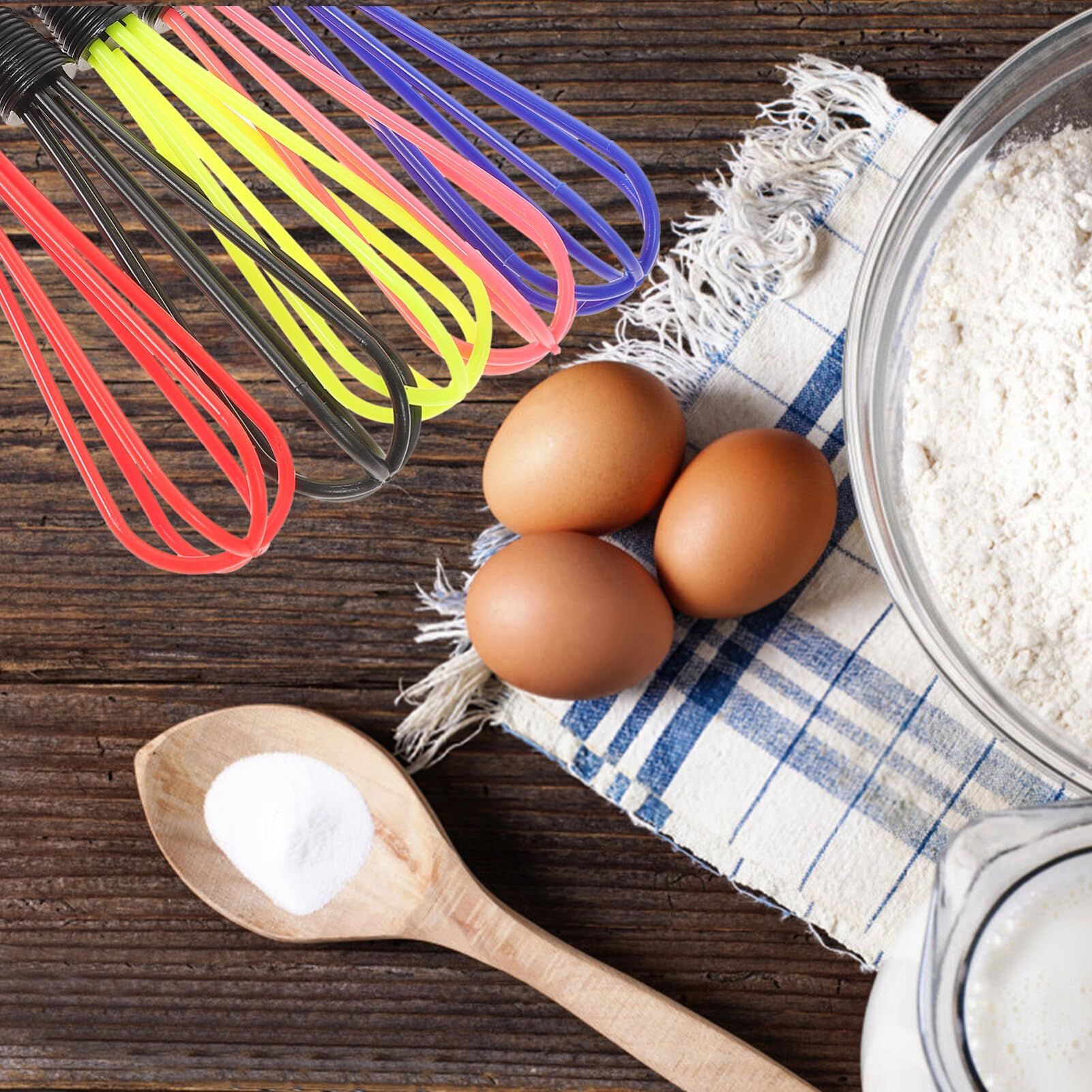 5 Pieces Silicone Whisk, Balloon Whisk Set, Colorful Non Scratch Coated view 3