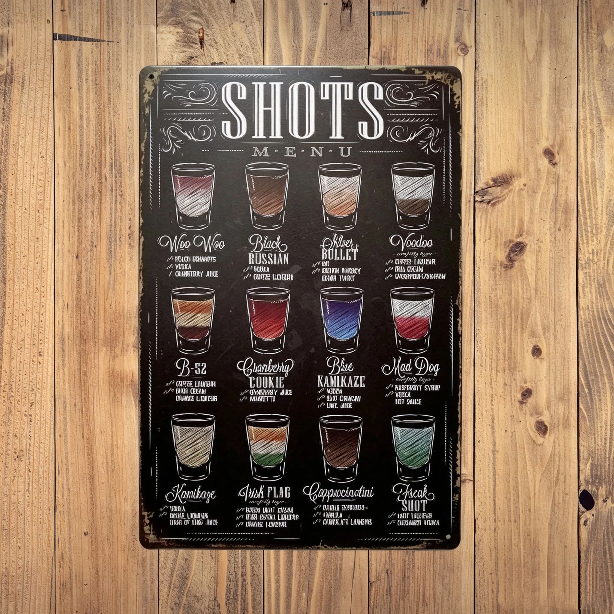 Beer Shots Menu Tin Sign view 2