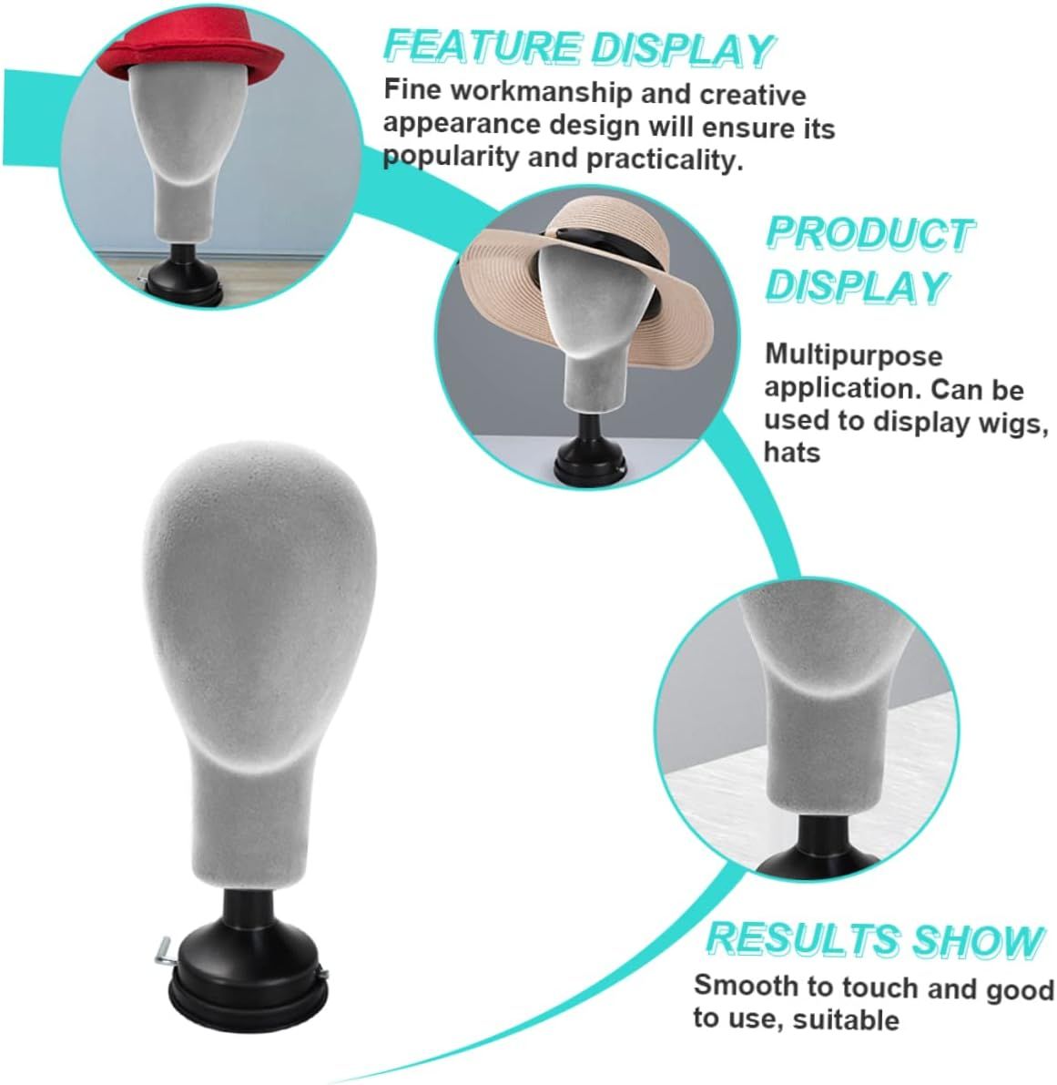 Hat Holder Canvas Holder Stand Men Wigs Hair Maniquine Men Tools Mannequin view 3