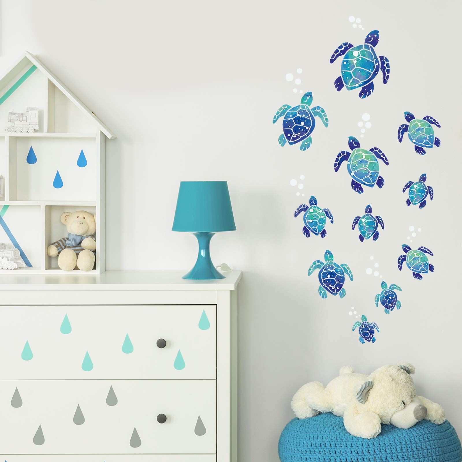 12 Pcs Sea Turtle Wall Decals Ocean Turtle Vinyl Stickers Underwater Bathroom view 2