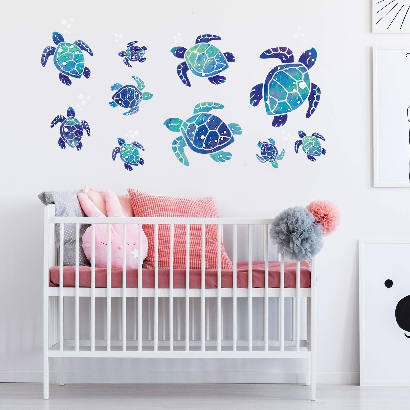 12 Pcs Sea Turtle Wall Decals Ocean Turtle Vinyl Stickers Underwater Bathroom view 3