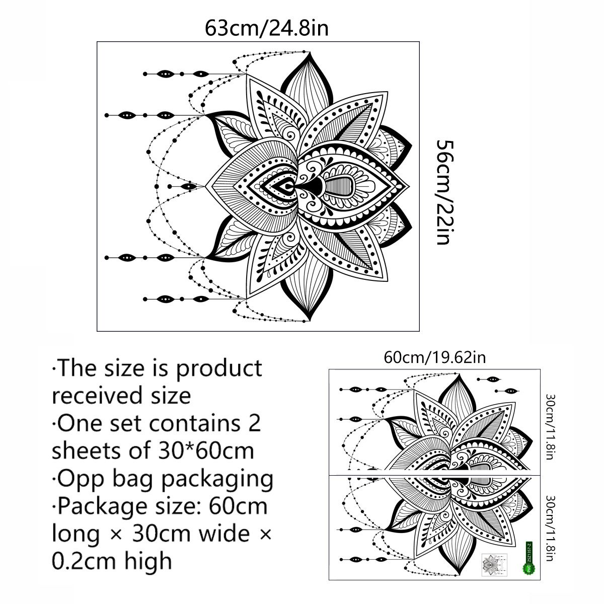 Flower Wall Sticker, Buddhism Lotus Bohemian Décor, Removable Lotus Yoga