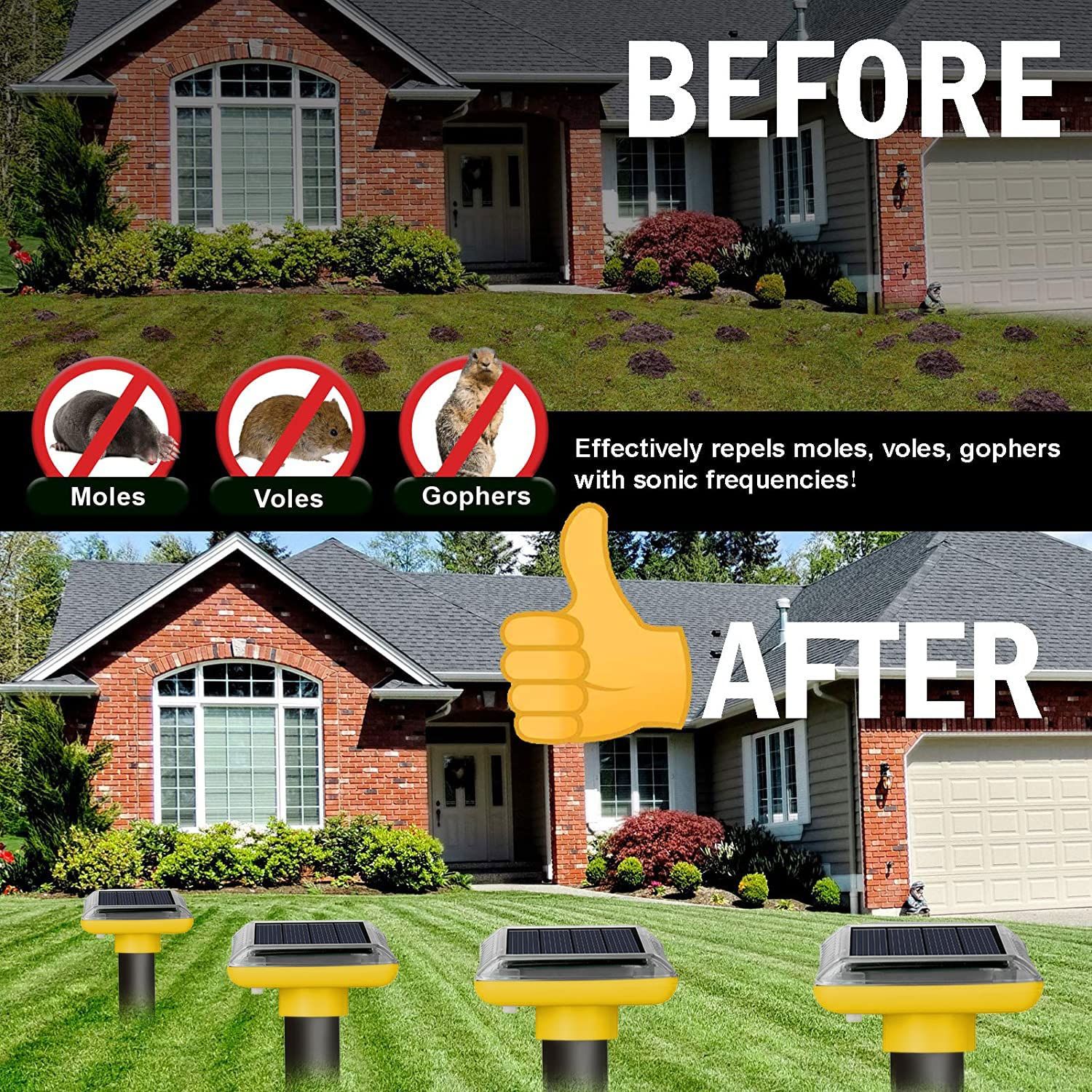 Solar Powered Repeller, 4 Pack Mole Repellent,Repellent Ultrasonic, Snake view 2