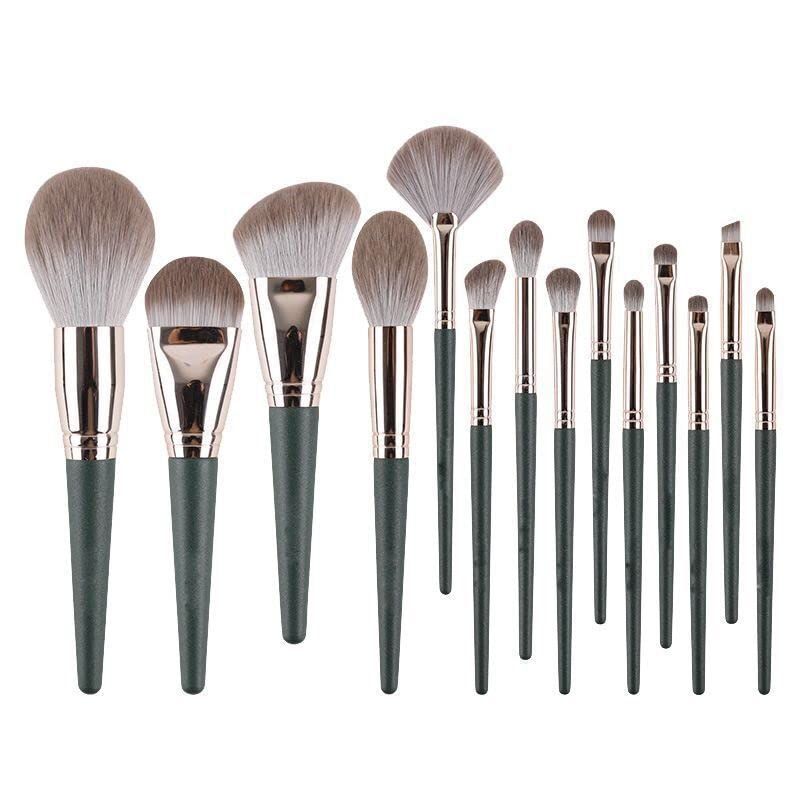 Makeup Brushes 14Pcs Foundation Brush Eyeshadow Brush Make up Brushes Set (Green
