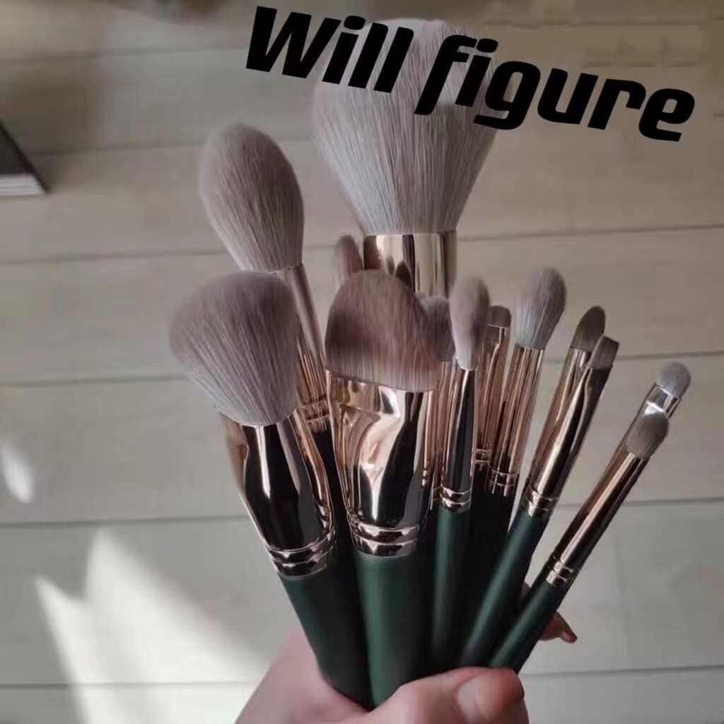 Makeup Brushes 14Pcs Foundation Brush Eyeshadow Brush Make up Brushes Set (Green view 2
