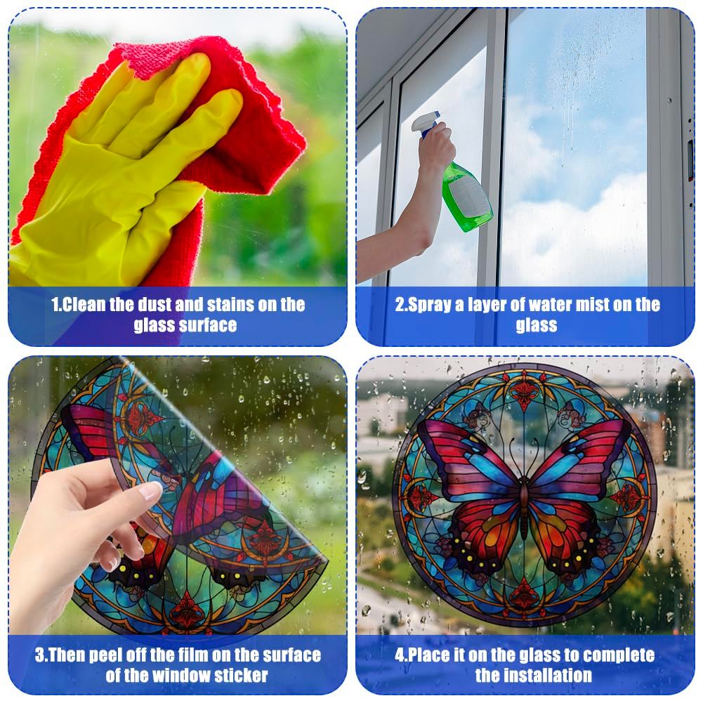 4 Pieces Glass Window Clings Anti-Collision Butterfly Window Clings Decals view 2