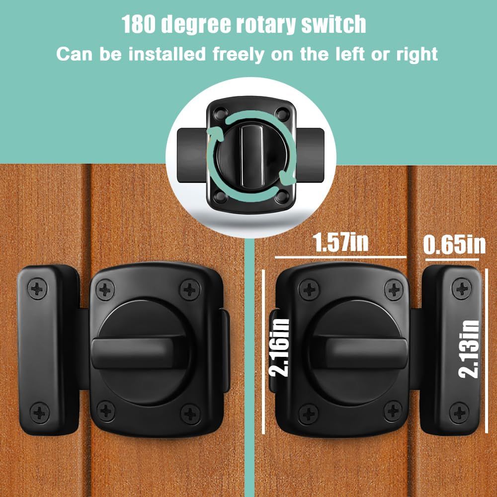 Rotary Bolt Latch,180 Degree Switch Barn Door Latch,Bedroom Door Lock view 5