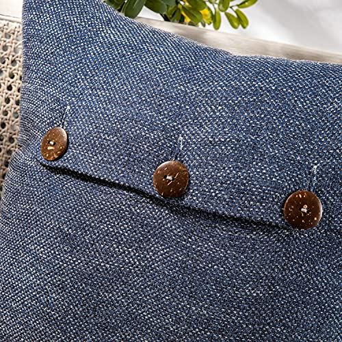 Farmhouse Geometric-Pattern Triple Button Vintage Linen Decorative Pillow view 3