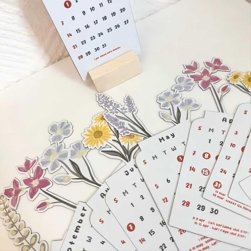 4"x 8"2024 Bloomy Flowers Desk Calendar view 2