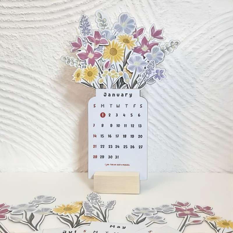4"x 8"2024 Bloomy Flowers Desk Calendar view 3