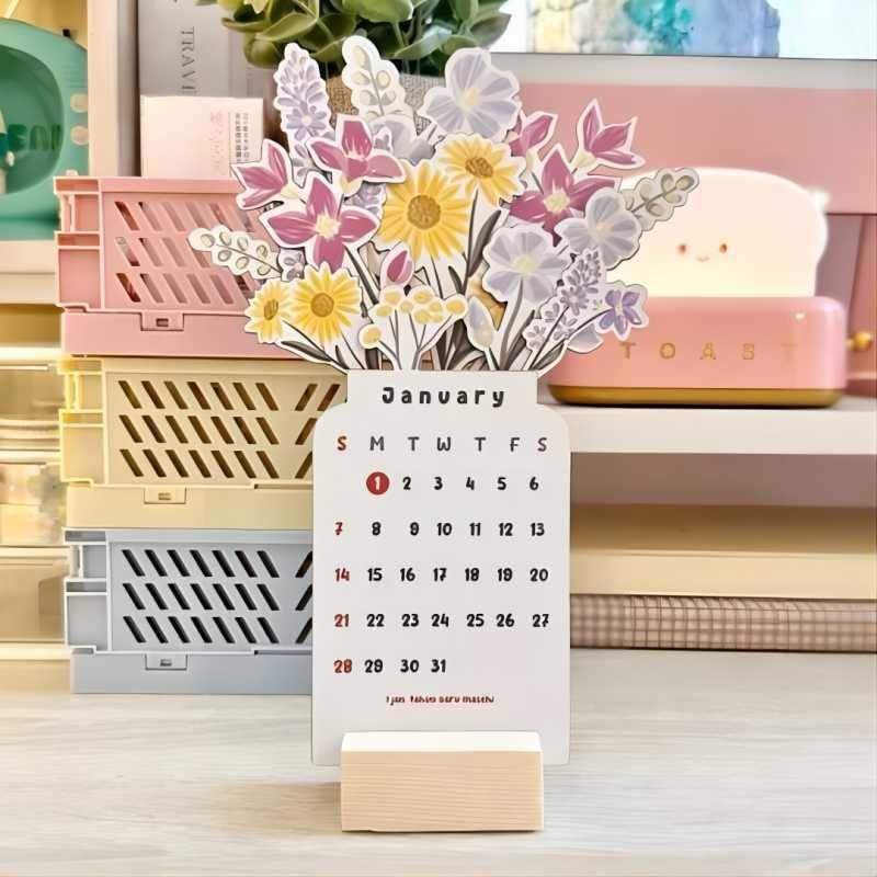 4"x 8"2024 Bloomy Flowers Desk Calendar view 4