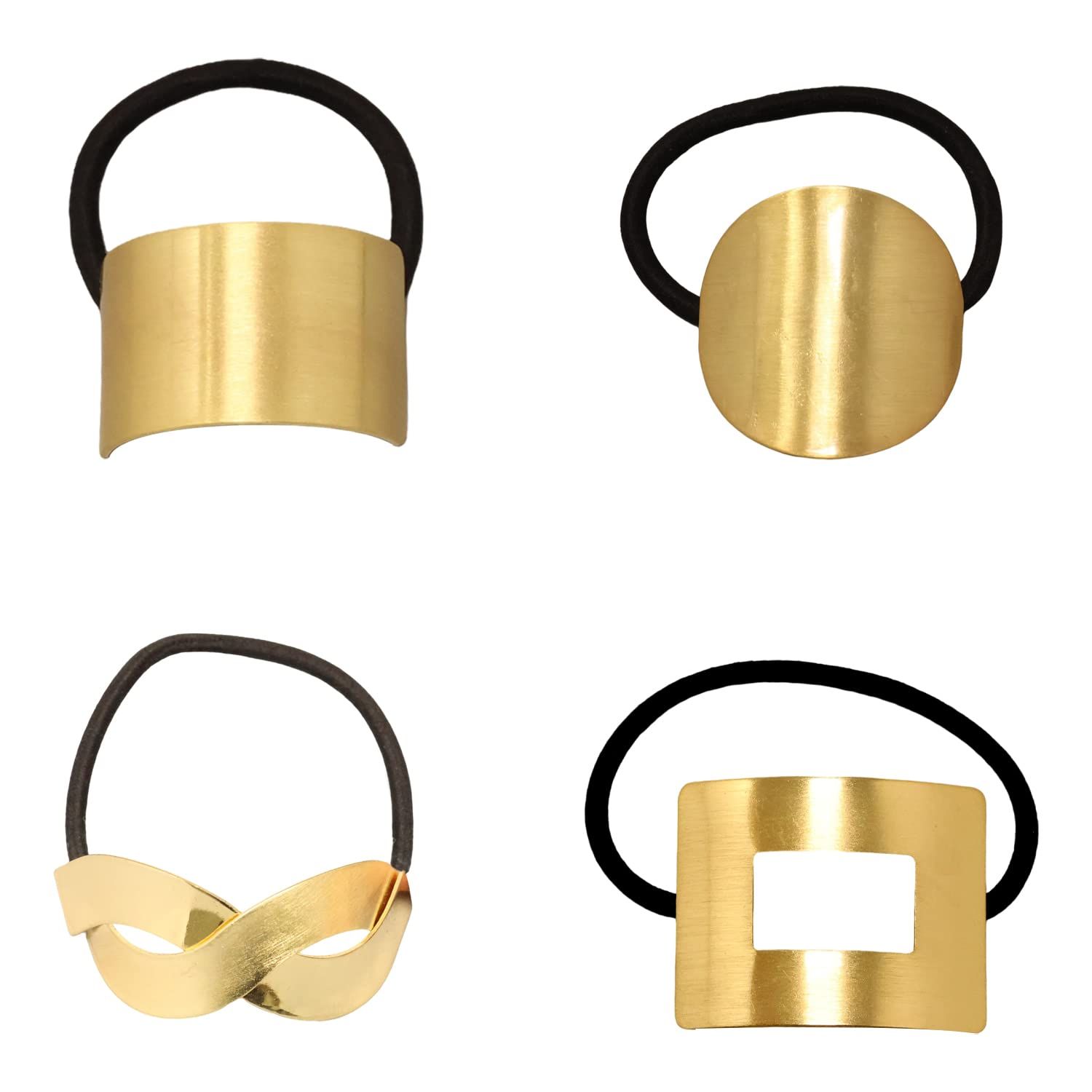 4PCS Fashion Cool Metal Geometric Elastic Hair Ties