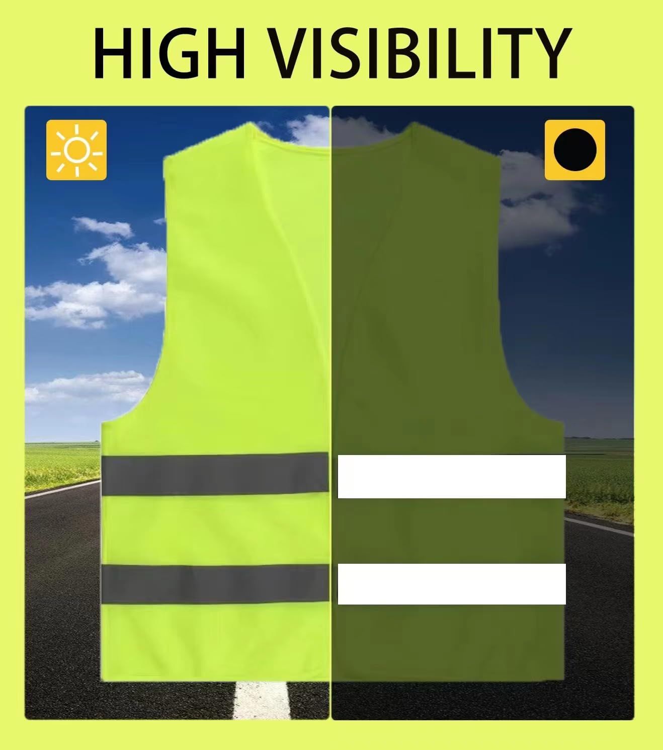 Safety Vest Construction Vest Reflective Neon Vest High Visibility Vests Hi view 2
