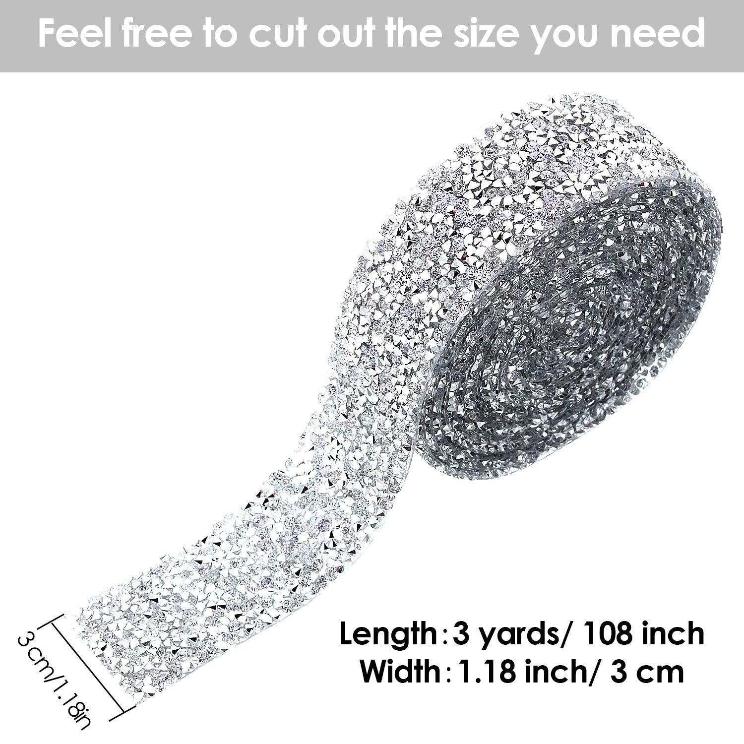 Crystal Rhinestone Ribbon 3 Yards Diamond Sparkling Bling Ribbons Roll Banding view 2
