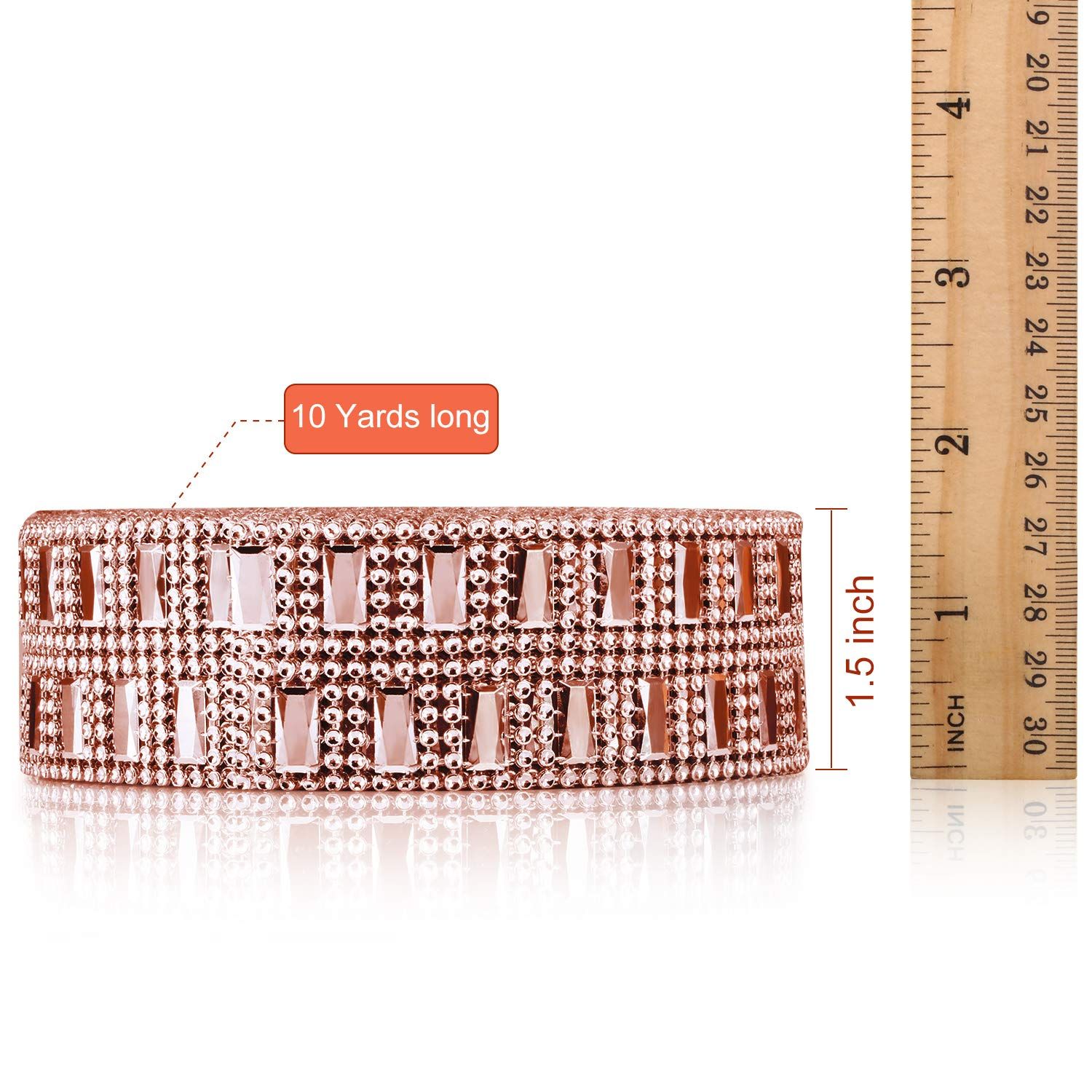 10 Yards Bling Wrap Ribbon Rhinestone Diamond Ribbon Rose Gold Bling Wrap view 2