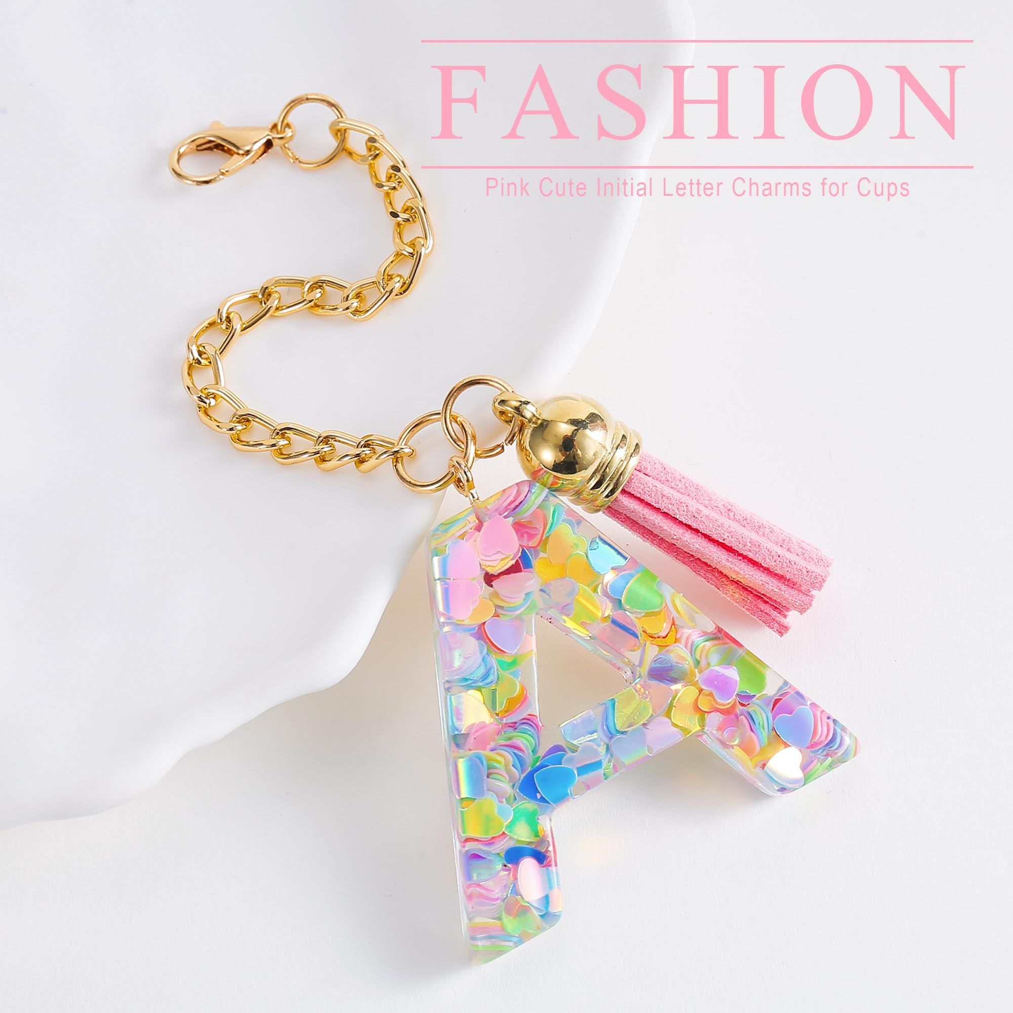 Letter Charm for Cup 1 PCS Cute Initial Keychain Handle Charm for Tumbler for view 3
