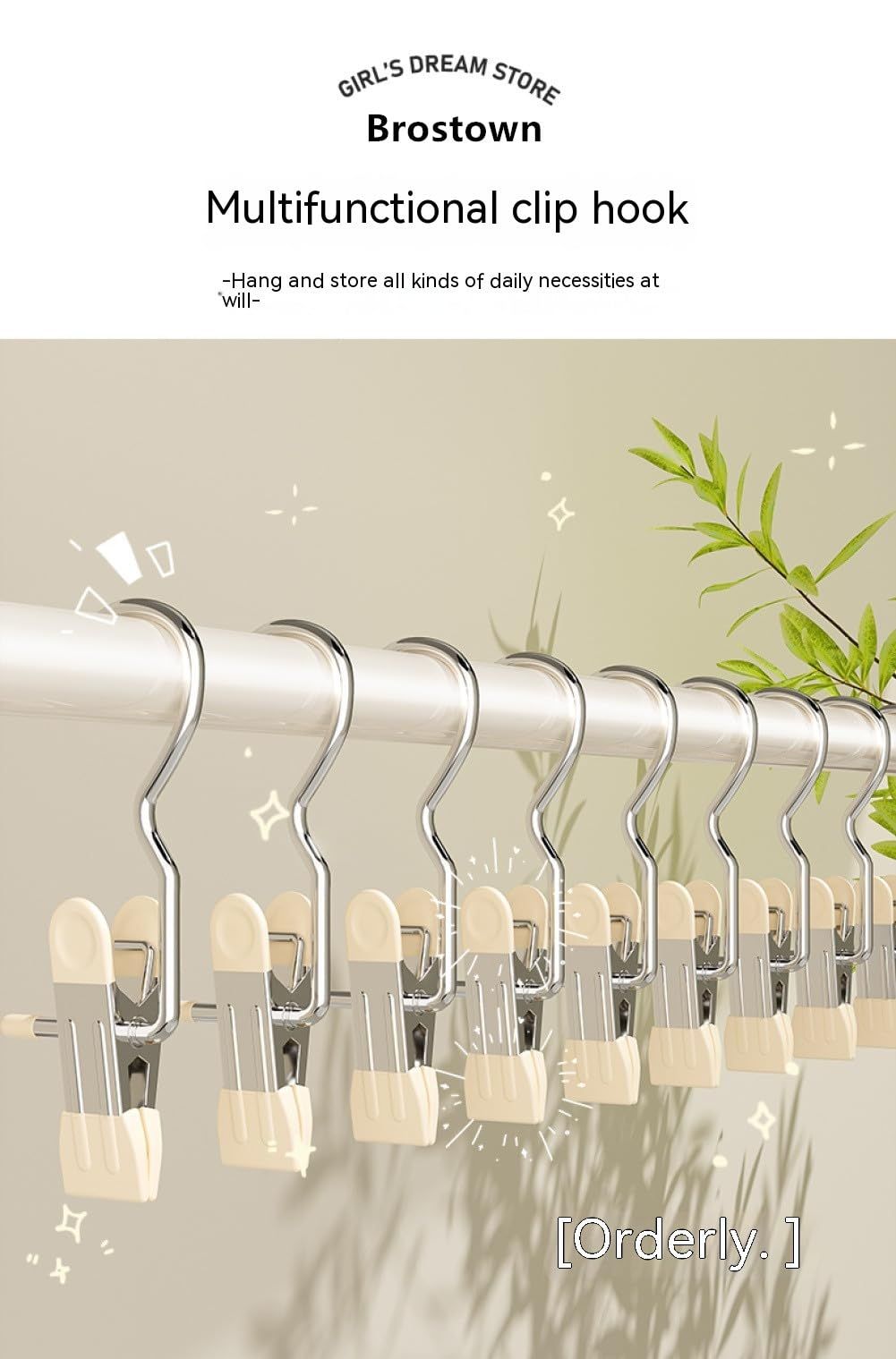 10 Pcs Space-Saving , Head Clamp Dipped Hanger for Closet Hooks Garment Clip view 2