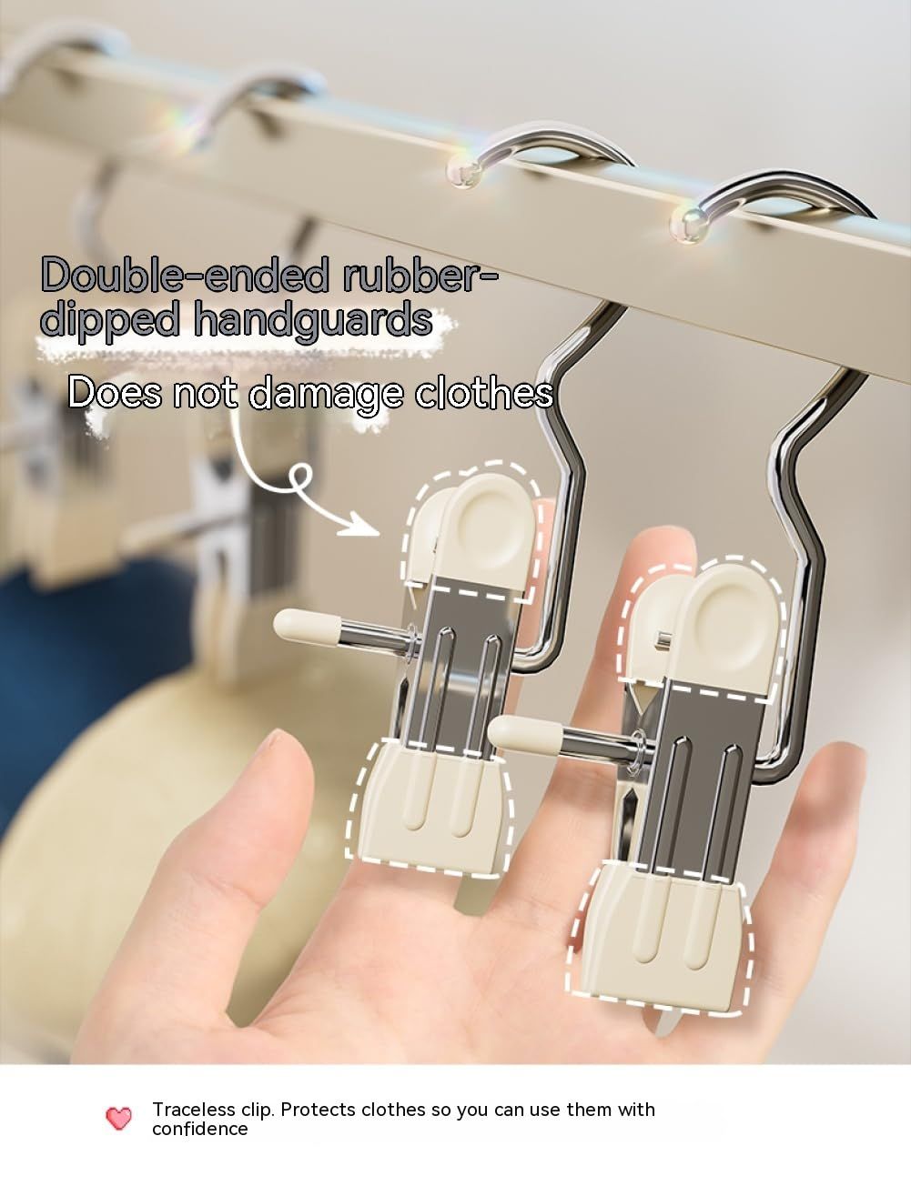 10 Pcs Space-Saving , Head Clamp Dipped Hanger for Closet Hooks Garment Clip view 3