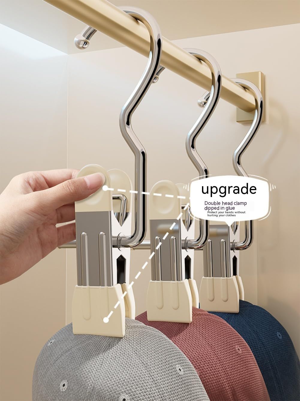 10 Pcs Space-Saving , Head Clamp Dipped Hanger for Closet Hooks Garment Clip view 4