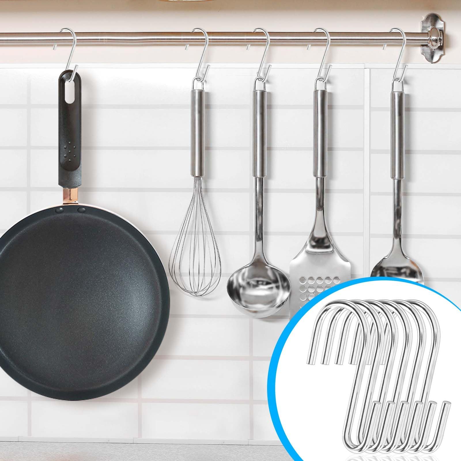 30 Pack Small S Hooks for Hanging Spoons Pots Utensils Kitchenware view 2