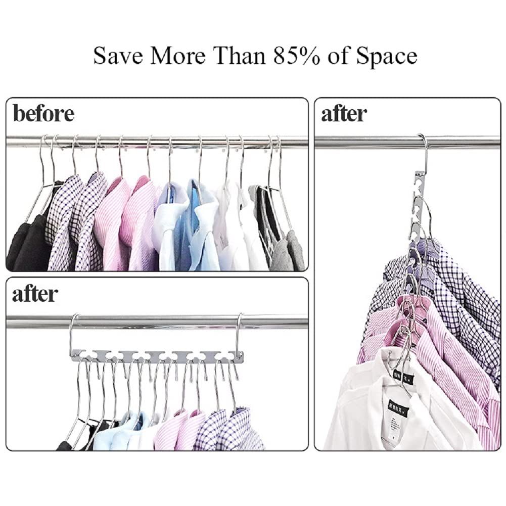 6pcs Magic Clothing Sturdy Metal Hangers Wardrobe Closet Organizer Space view 3