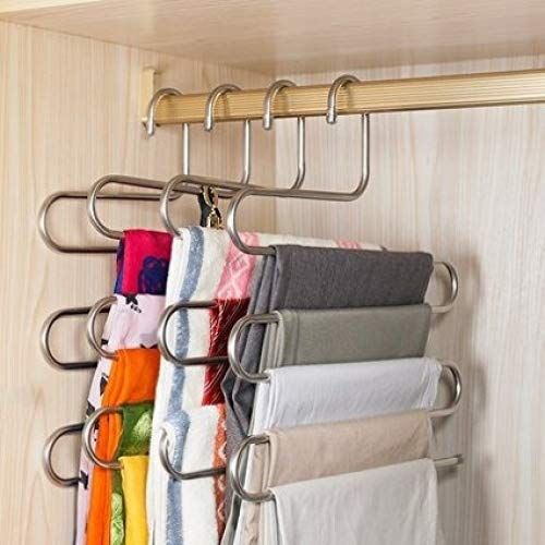 Trousers Rack Closet Hangers Stainless Steel S-Type Pants Hangers Multi Layer view 5
