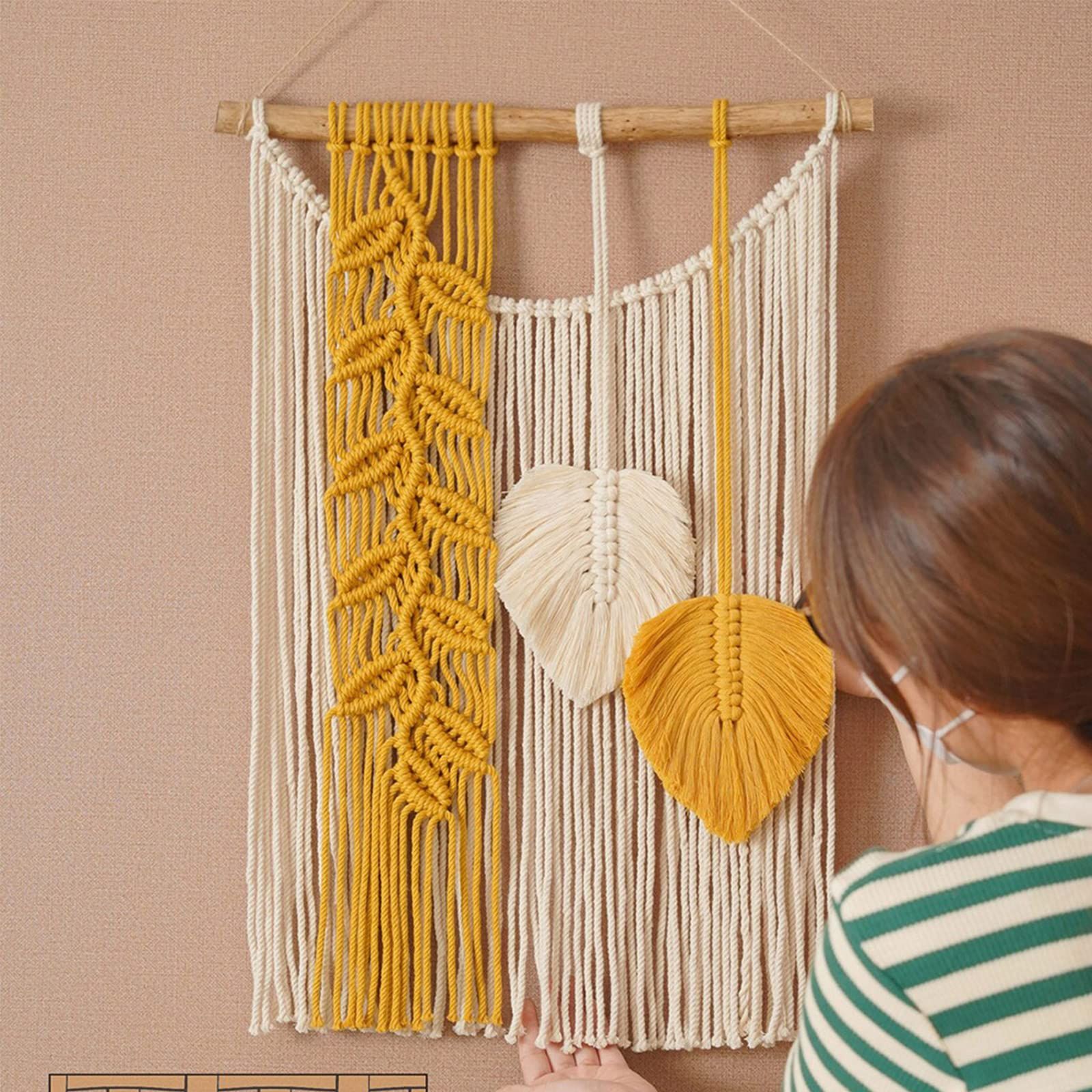 Wall Hanging Decor Woven Leaf Tassels Wall Decor Modern Wall Art for Bedroom view 2