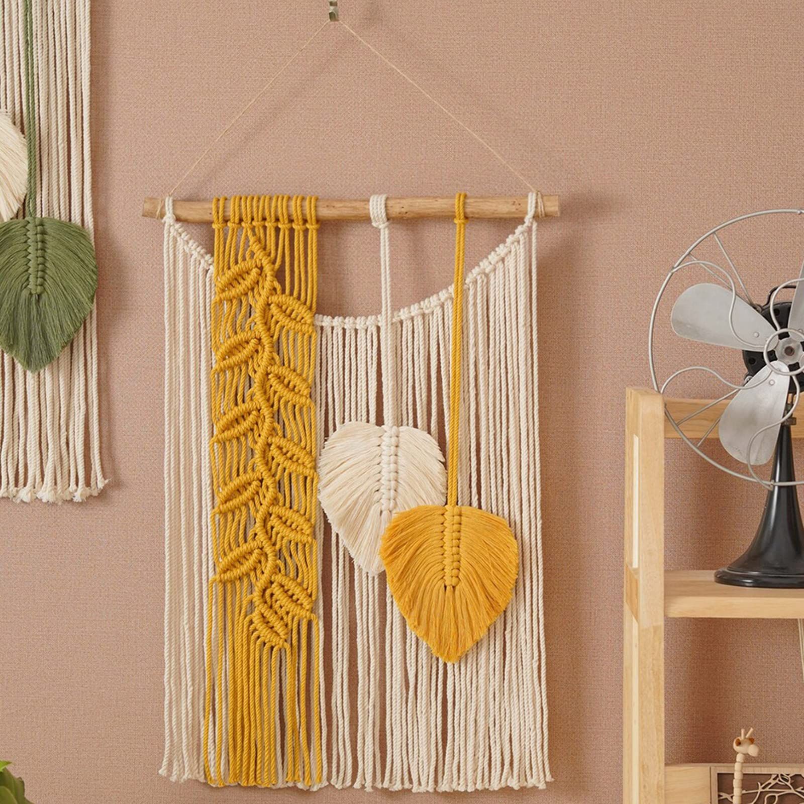 Wall Hanging Decor Woven Leaf Tassels Wall Decor Modern Wall Art for Bedroom view 3