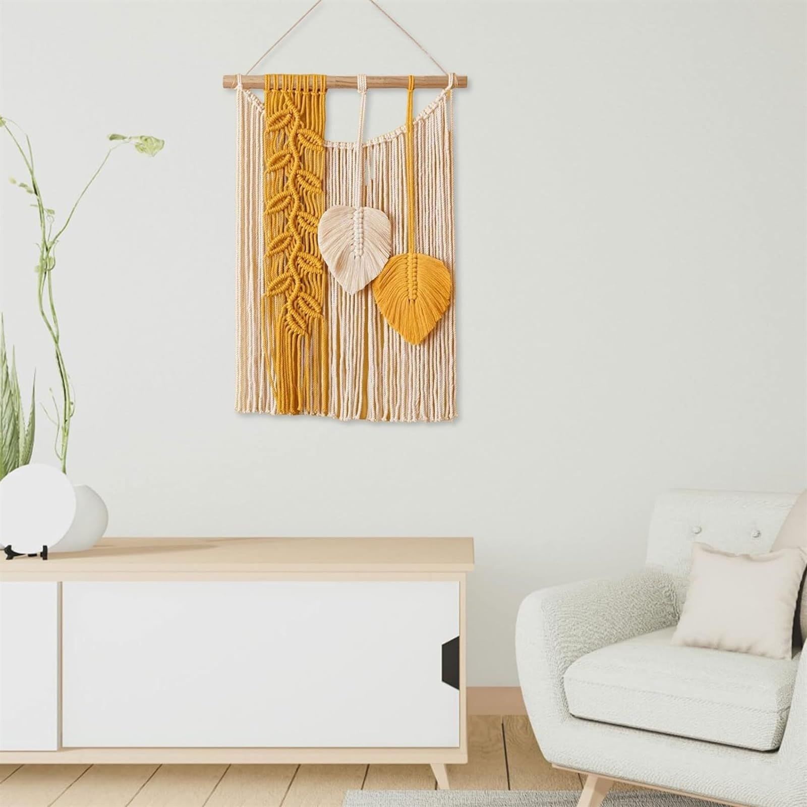 Wall Hanging Decor Woven Leaf Tassels Wall Decor Modern Wall Art for Bedroom view 5