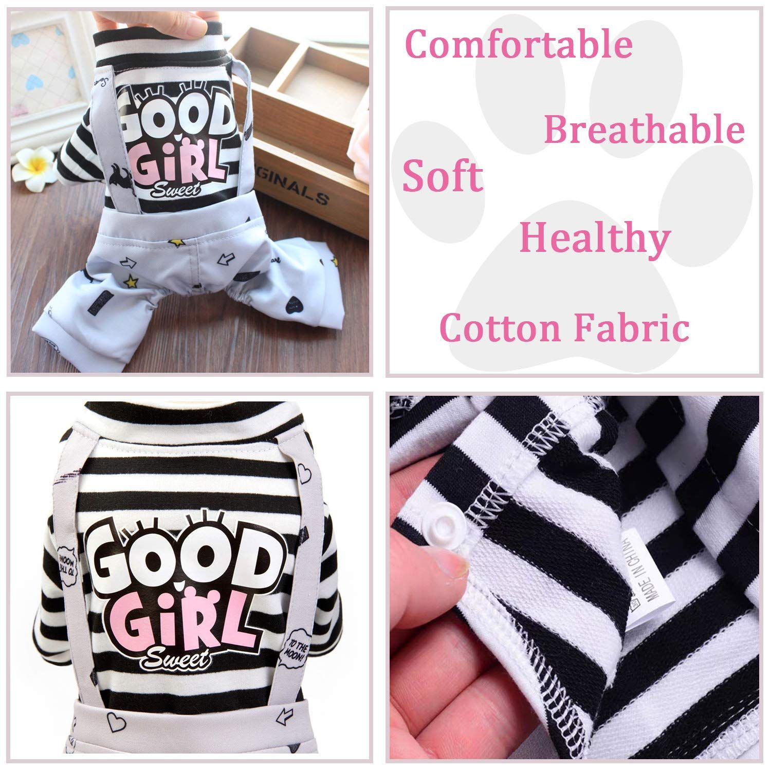 Dog Clothes Striped Onesie Puppy Shirt view 3